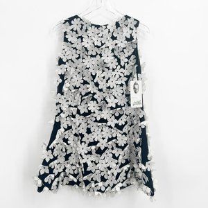 Isabel Garreton Girls Size 8 Black Dress with White Flower Details